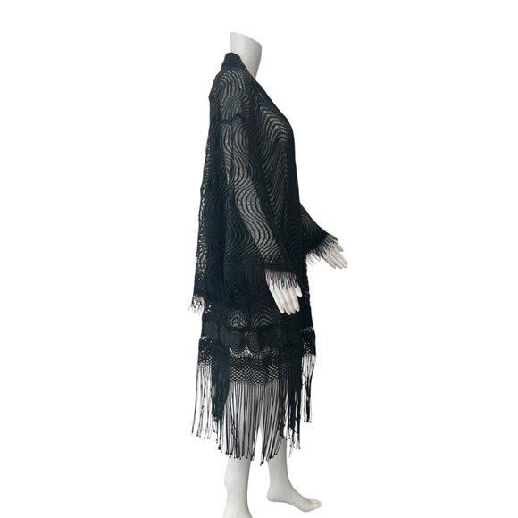 Unbranded Black Tassel LS Open Jacket size Large - Picture 3 of 5